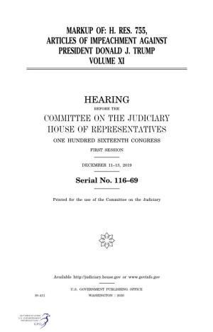 H. Res. 755, Articles of Impeachment Against President Donald J. Trump Volume Xi