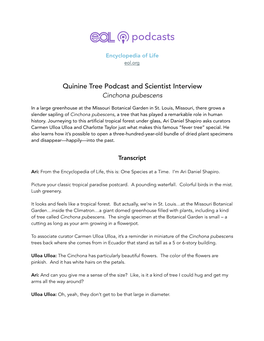 Quinine Tree Podcast.Pages