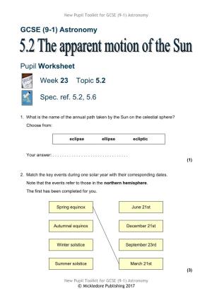 5.2 the Apparent Motion of The