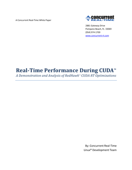 Real-Time Performance During CUDA™ a Demonstration and Analysis of Redhawk™ CUDA RT Optimizations