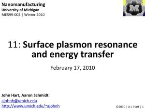 Surface Plasmon Resonance and Energy Transfer
