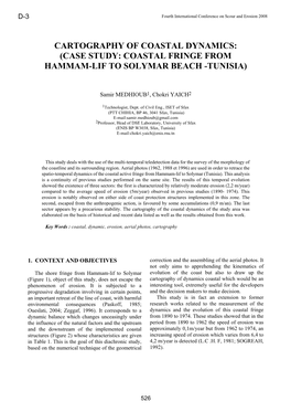 Cartography of Coastal Dynamics: (Case Study: Coastal Fringe from Hammam-Lif to Solymar Beach -Tunisia)