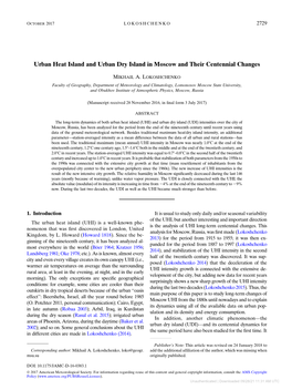 Urban Heat Island and Urban Dry Island in Moscow and Their Centennial Changes