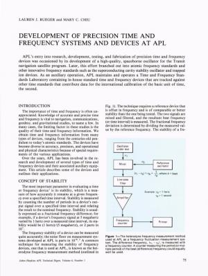 Development of Precision Time and Frequency Systems and Devices at Apl