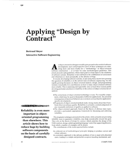 Applying 'Design by Contract'