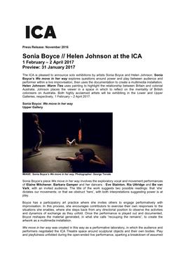 Sonia Boyce // Helen Johnson at the ICA 1 February – 2 April 2017 Preview: 31 January 2017