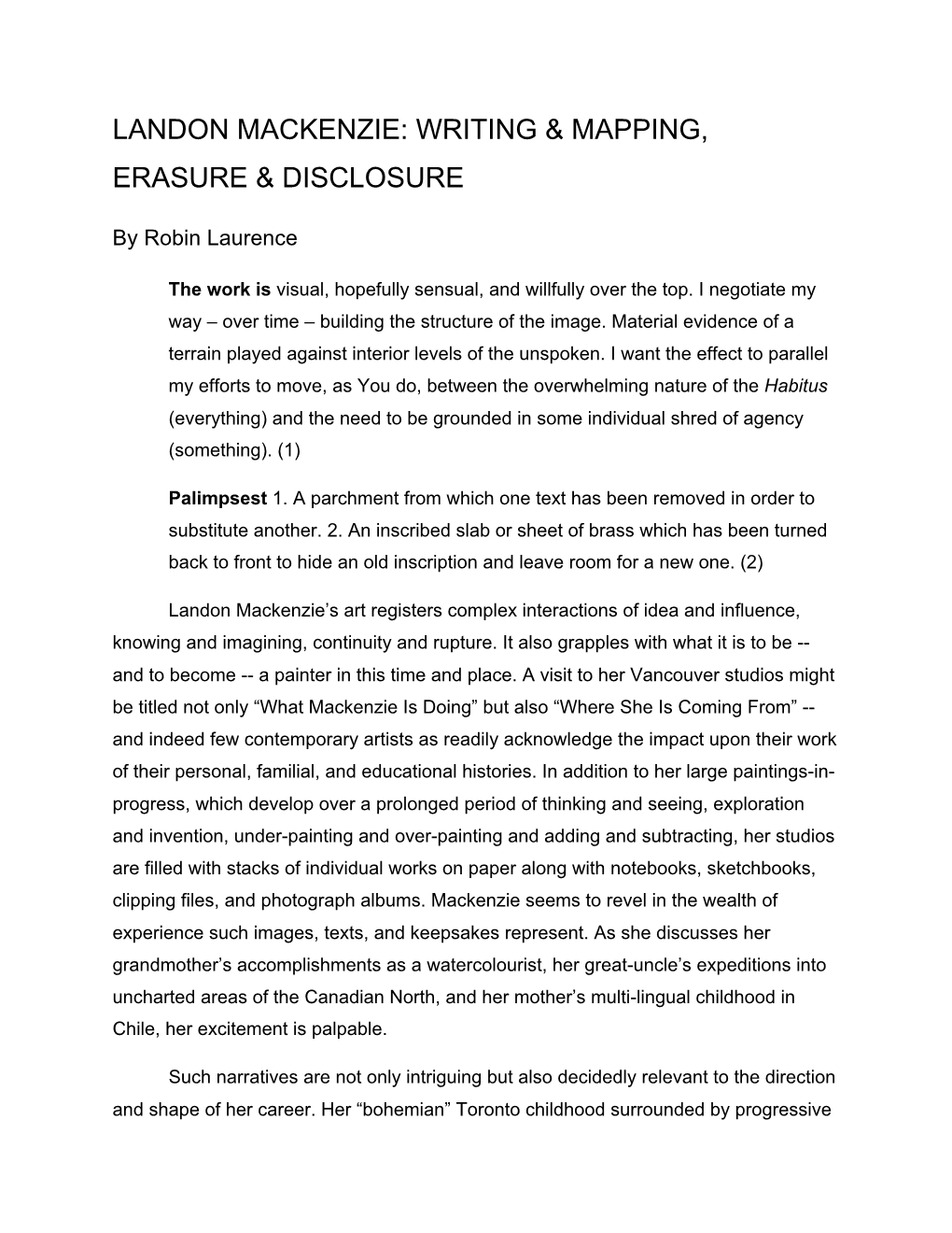 Writing & Mapping, Erasure & Disclosure