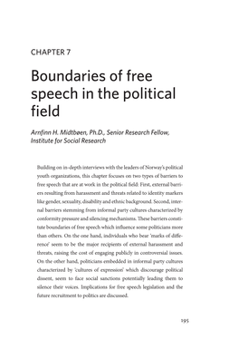 Boundaries of Free Speech in the Political Field