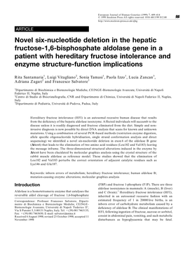 Novel Six-Nucleotide Deletion in the Hepatic Fructose-1,6-Bisphosphate