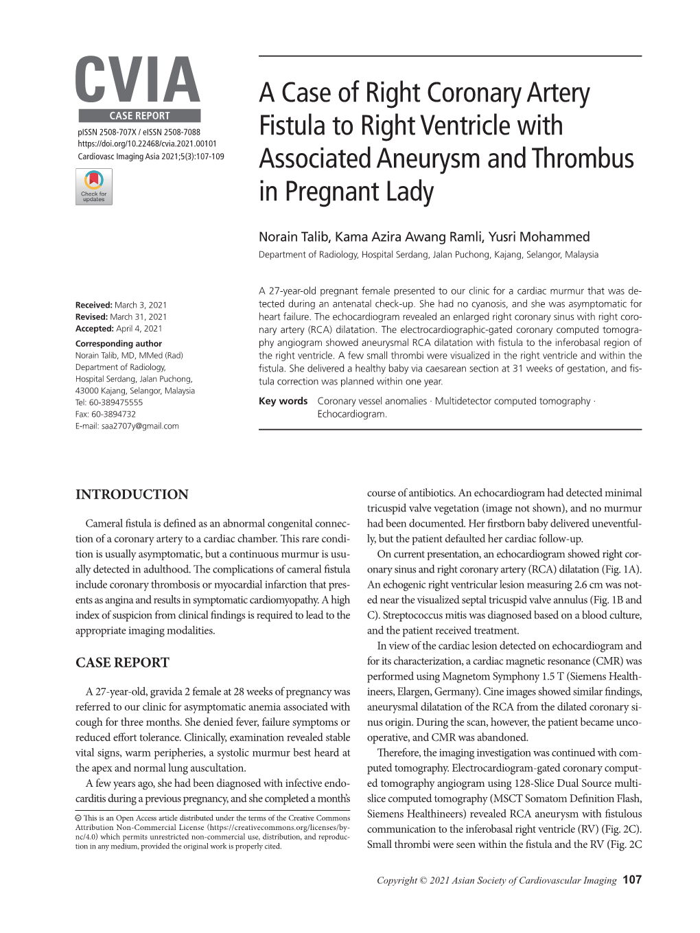 CVIA a Case of Right Coronary Artery