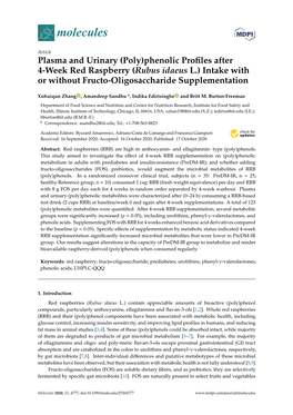 Plasma and Urinary (Poly)Phenolic Proﬁles After 4-Week Red Raspberry (Rubus Idaeus L.) Intake with Or Without Fructo-Oligosaccharide Supplementation