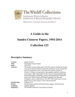A Guide to the Sandra Cisneros Papers, 1954-2014 Collection 123