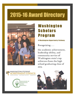 Washington Scholars Program of 2015-16 Table of Contents