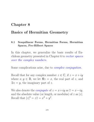 Chapter 8 Basics of Hermitian Geometry