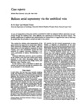 Balloon Atrial Septostomy Via the Umbilical Vein