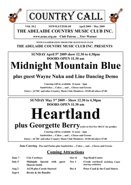 VOL 20.2 NEWSLETTER of April 2009 – May 2009 the ADELAIDE COUNTRY MUSIC CLUB INC