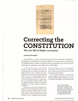 Correcting the CONSTITUTION Was the Bill of Rights Necessary?