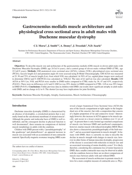 Gastrocnemius Medialis Muscle Architecture and Physiological Cross Sectional Area in Adult Males with Duchenne Muscular Dystrophy