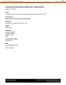 Veillonella Parvula Type Strain (Te3)