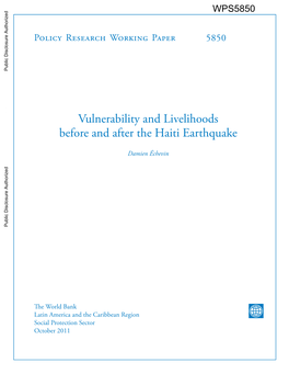 Vulnerability and Livelihoods Before and After the Haiti Earthquake