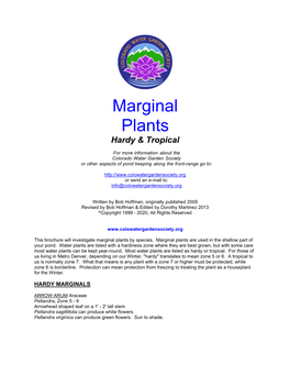 Marginal Plants Hardy & Tropical