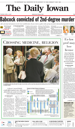 Iowa City, Iowa - Tuesday, April 3, 2007 NEWS