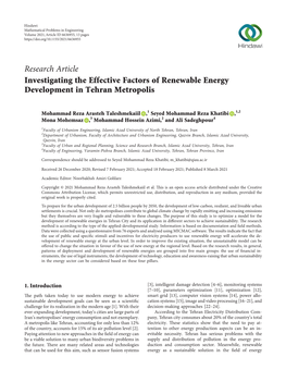 Investigating the Effective Factors of Renewable Energy Development in Tehran Metropolis