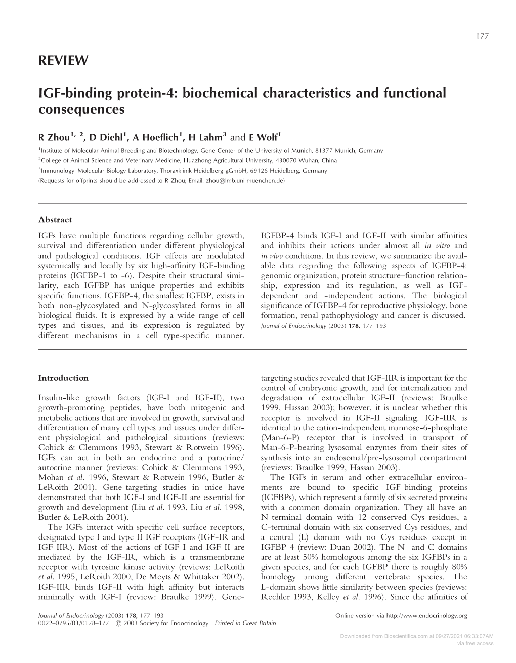 REVIEW IGF-Binding Protein-4