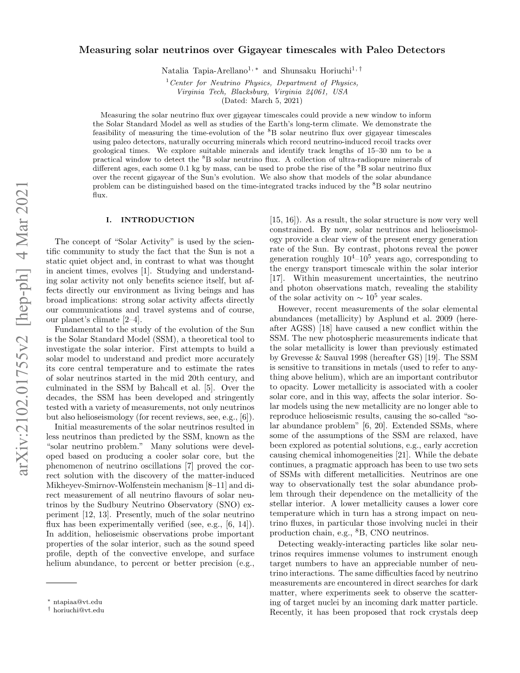 Arxiv:2102.01755V2 [Hep-Ph] 4 Mar 2021 Rect Solution with the Discovery of the Matter-Induced of Ssms with Diﬀerent Metallicities