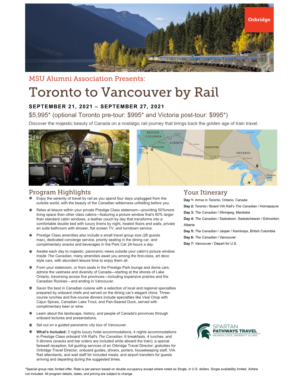 Toronto to Vancouver by Rail