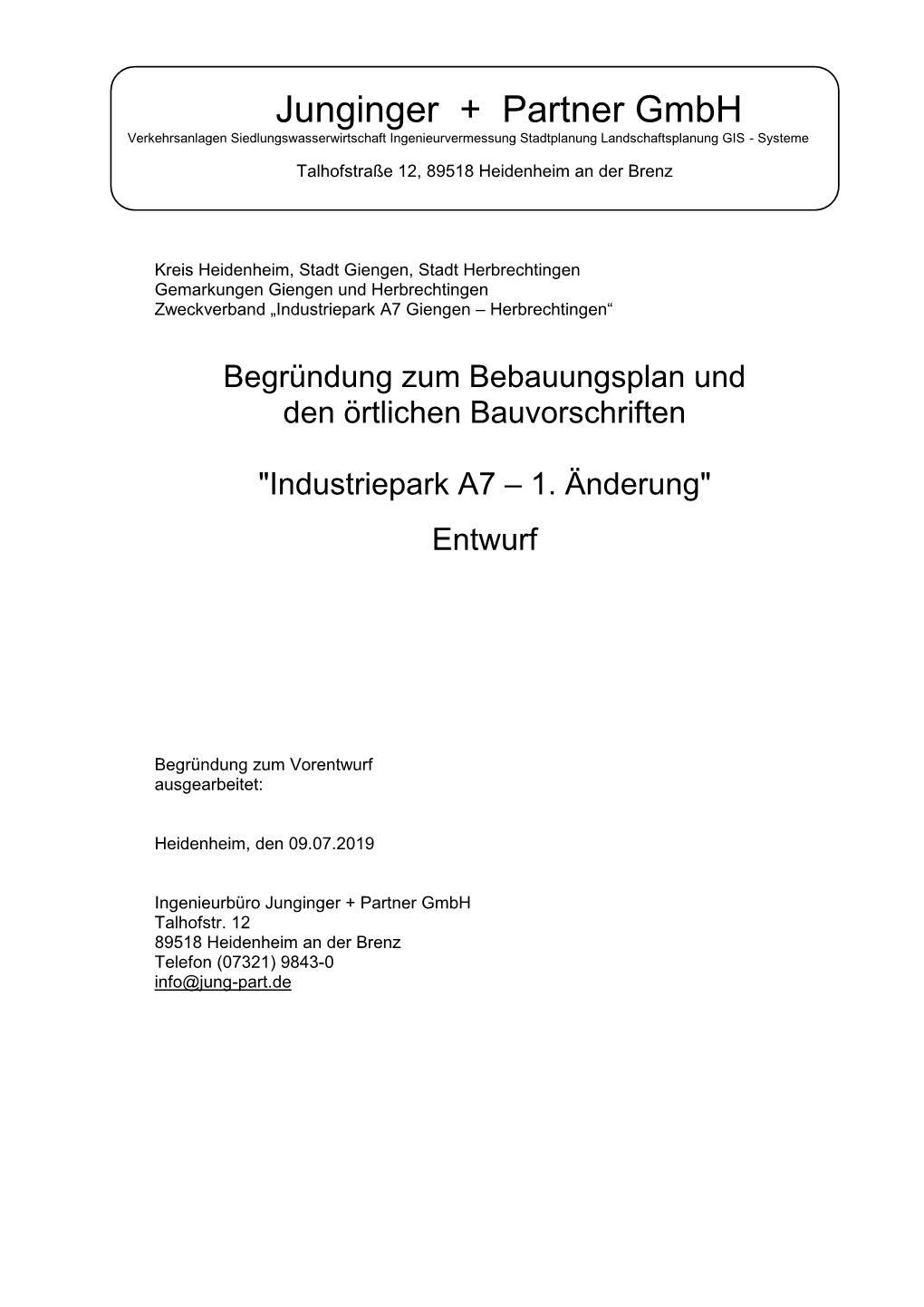 Begründung Zum Bebauungsplan Und Den Örtlichen Bauvorschriften