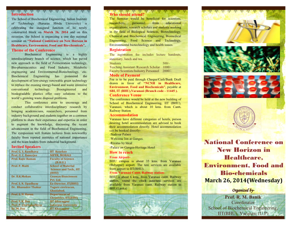 National Conference on New Horizon in Healthcare, Environment, Food