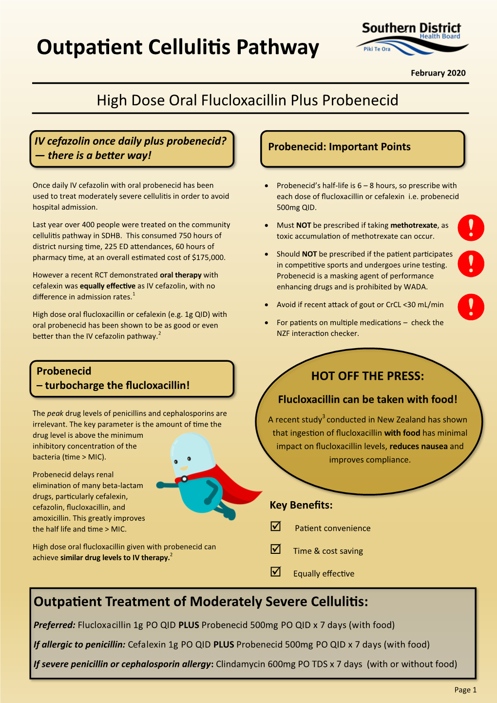 Outpatient Cellulitis Pathway February 2020 High Dose Oral Flucloxacillin Plus Probenecid