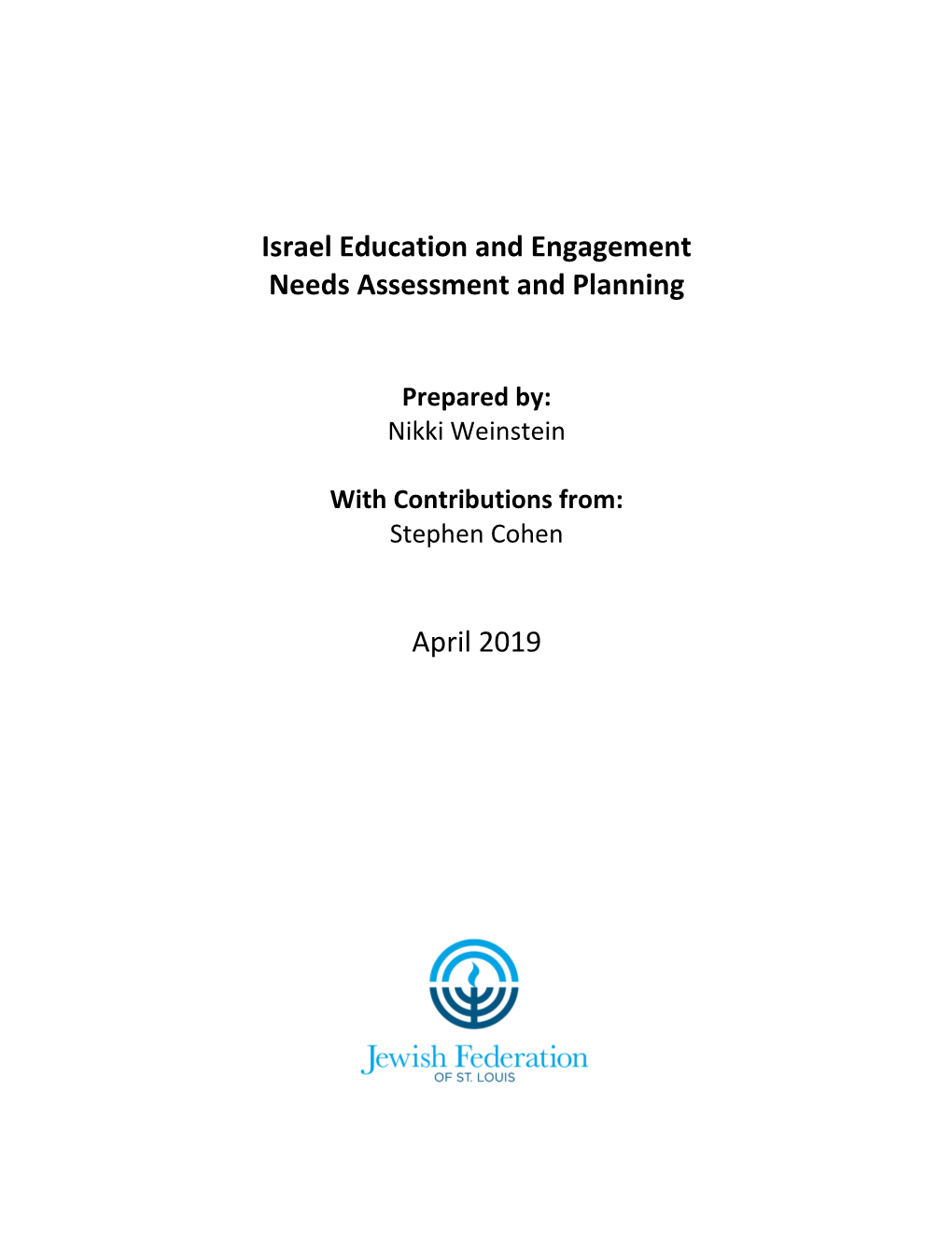 Israel Education and Engagement Needs Assessment and Planning