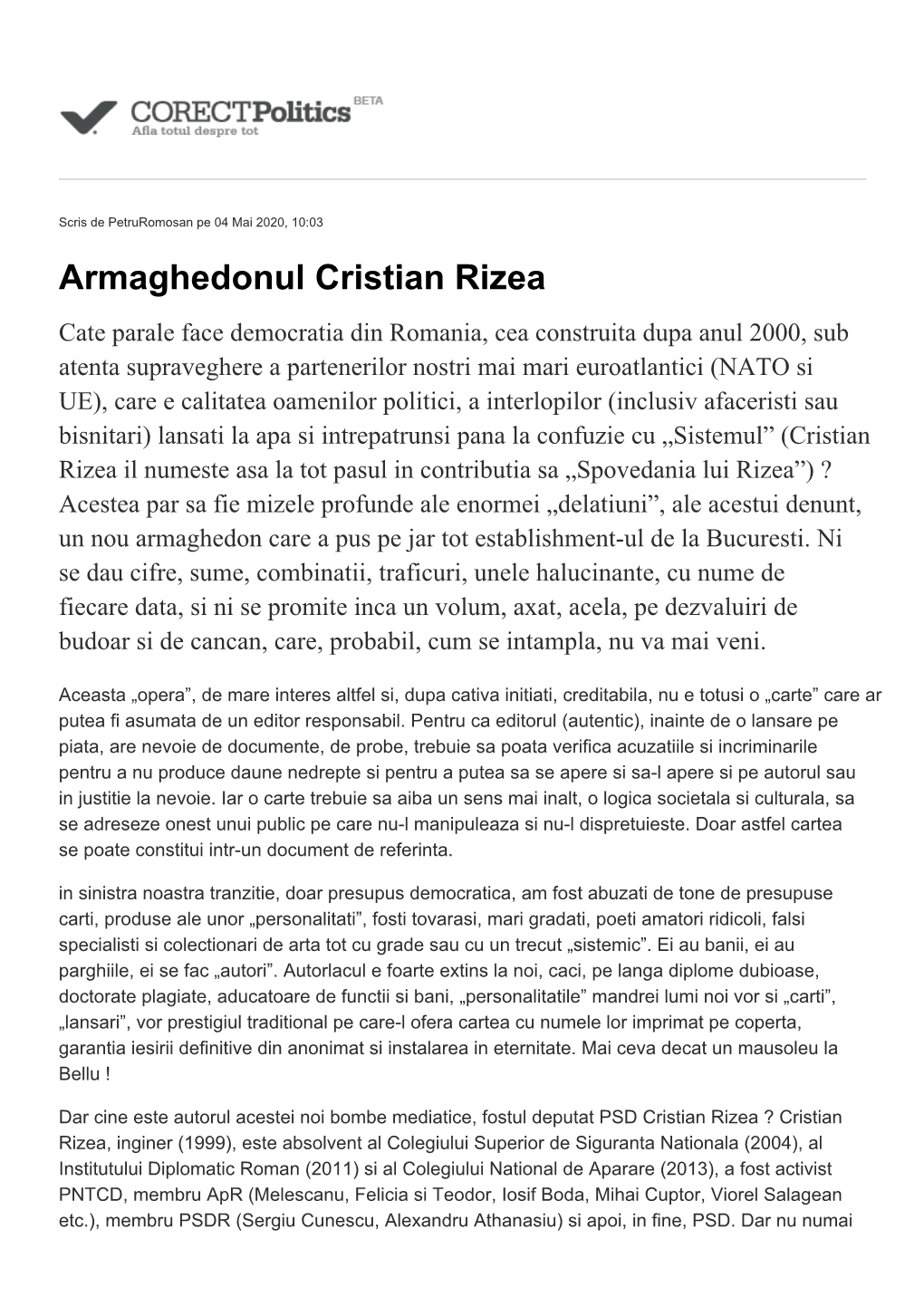 Armaghedonul Cristian Rizea