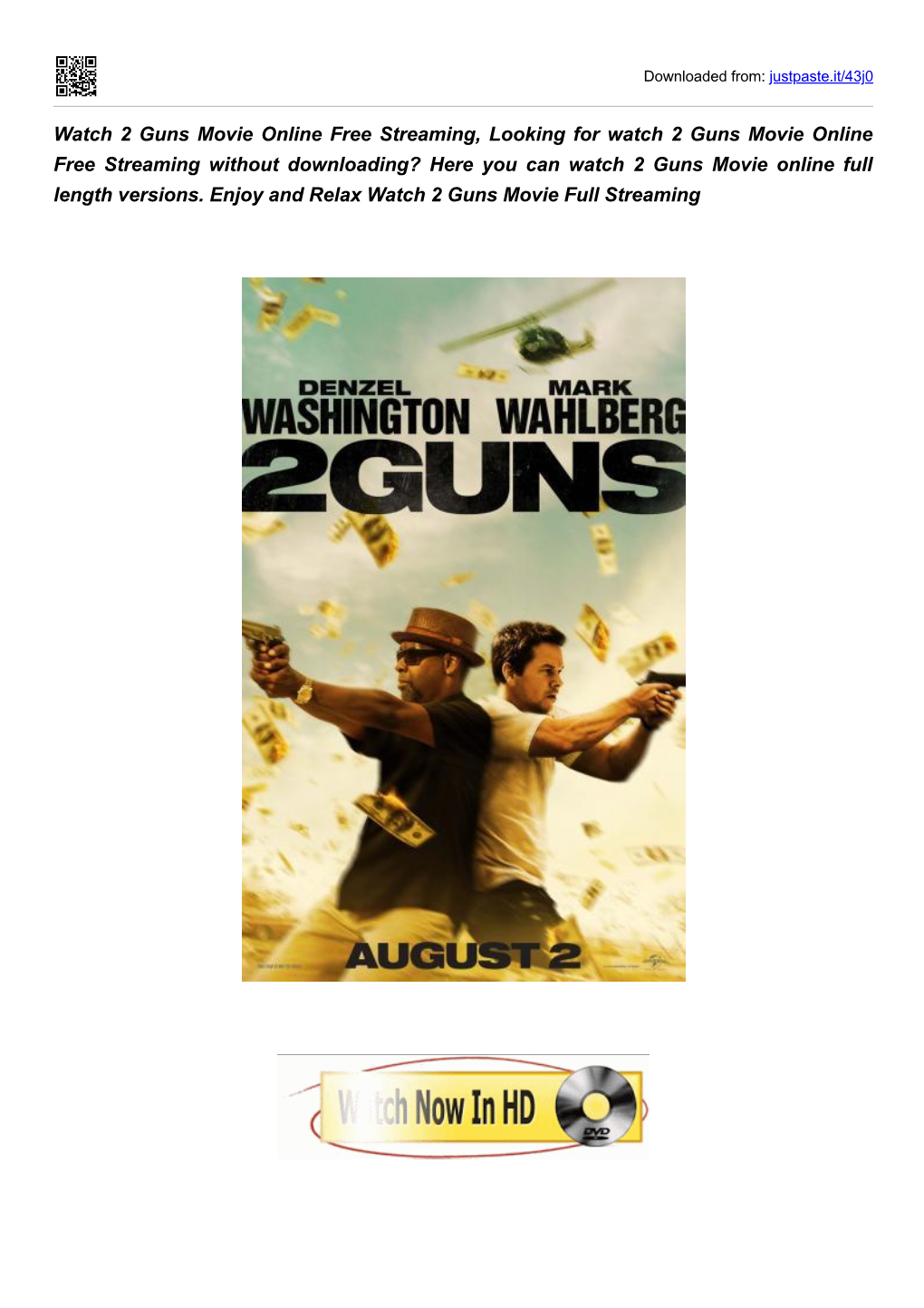 Watch 2 Guns Movie Online Free Streaming, Looking