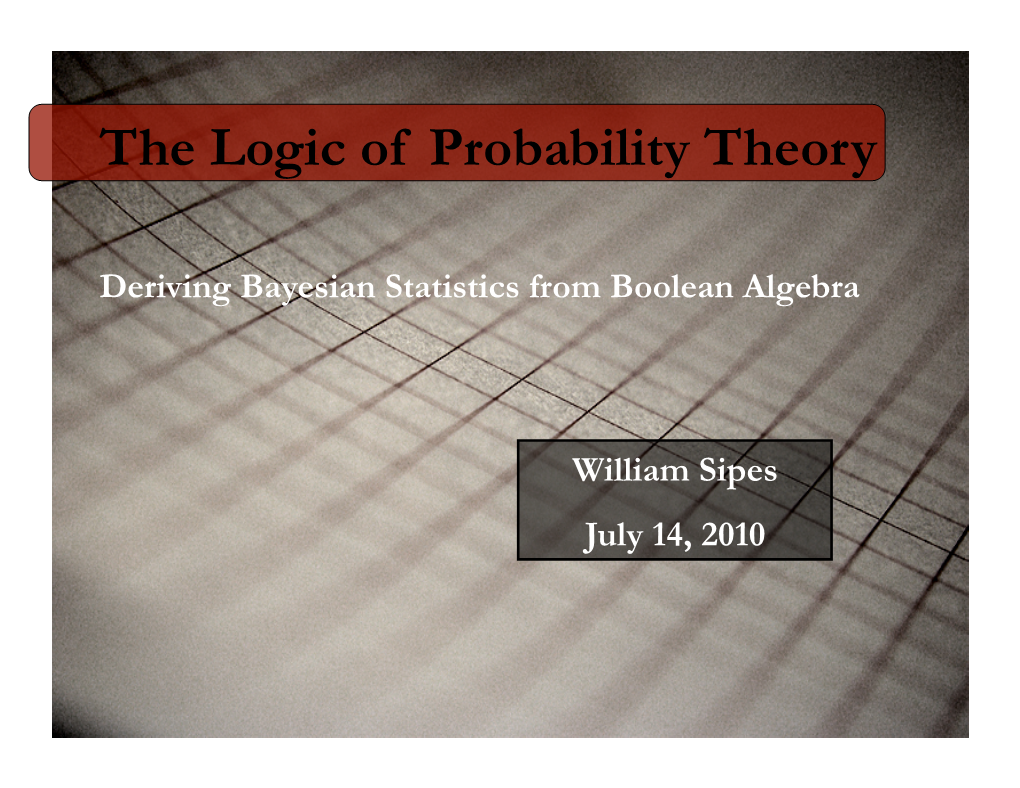 The Logic of Probability Theory