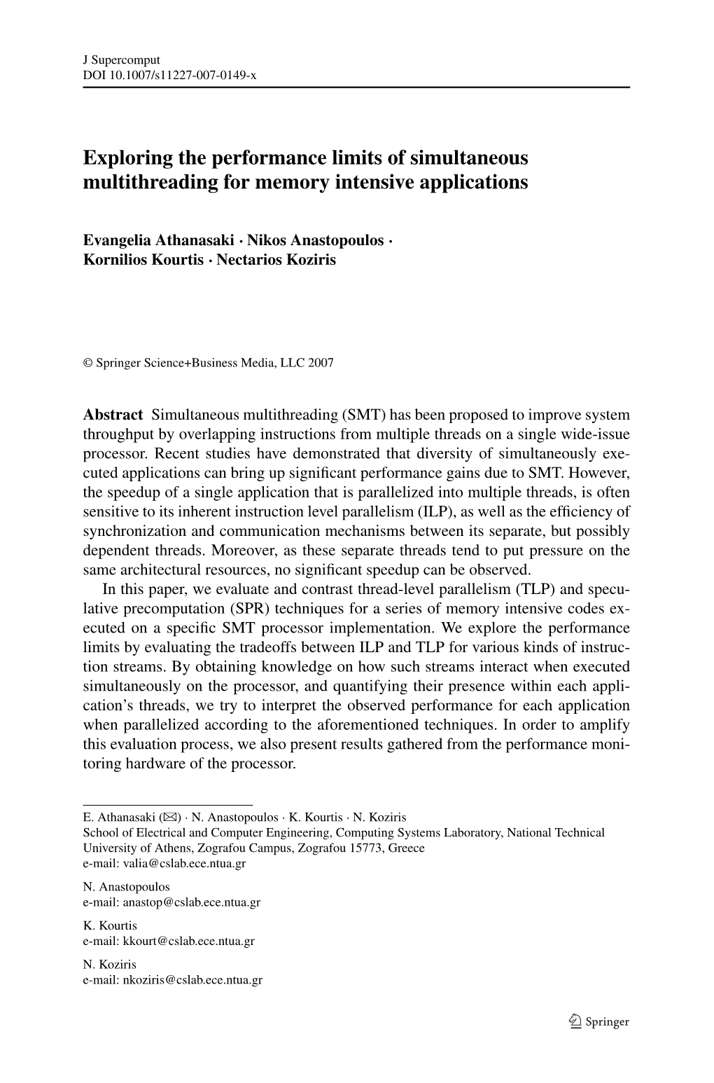 Exploring the Performance Limits of Simultaneous Multithreading for Memory Intensive Applications