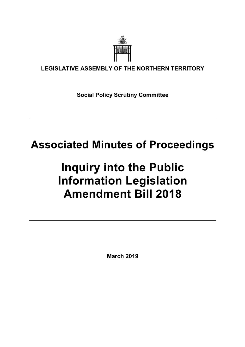 Inquiry Into the Public Information Legislation Amendment Bill 2018