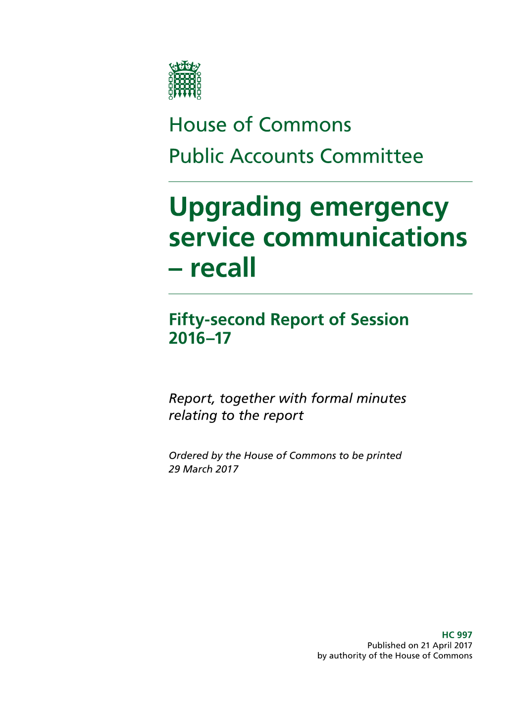 Upgrading Emergency Service Communications – Recall