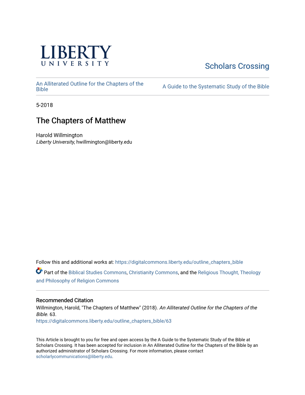 The Chapters of Matthew