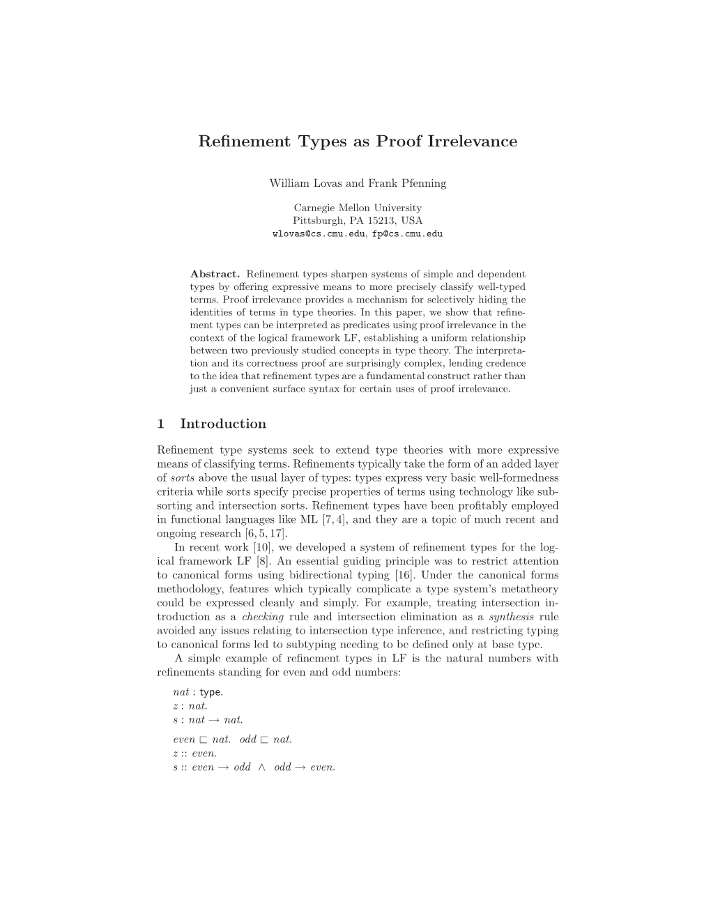 Refinement Types As Proof Irrelevance