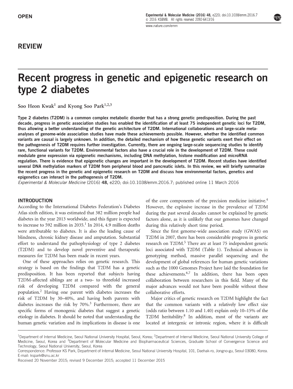 Recent Progress in Genetic and Epigenetic Research on Type 2 Diabetes