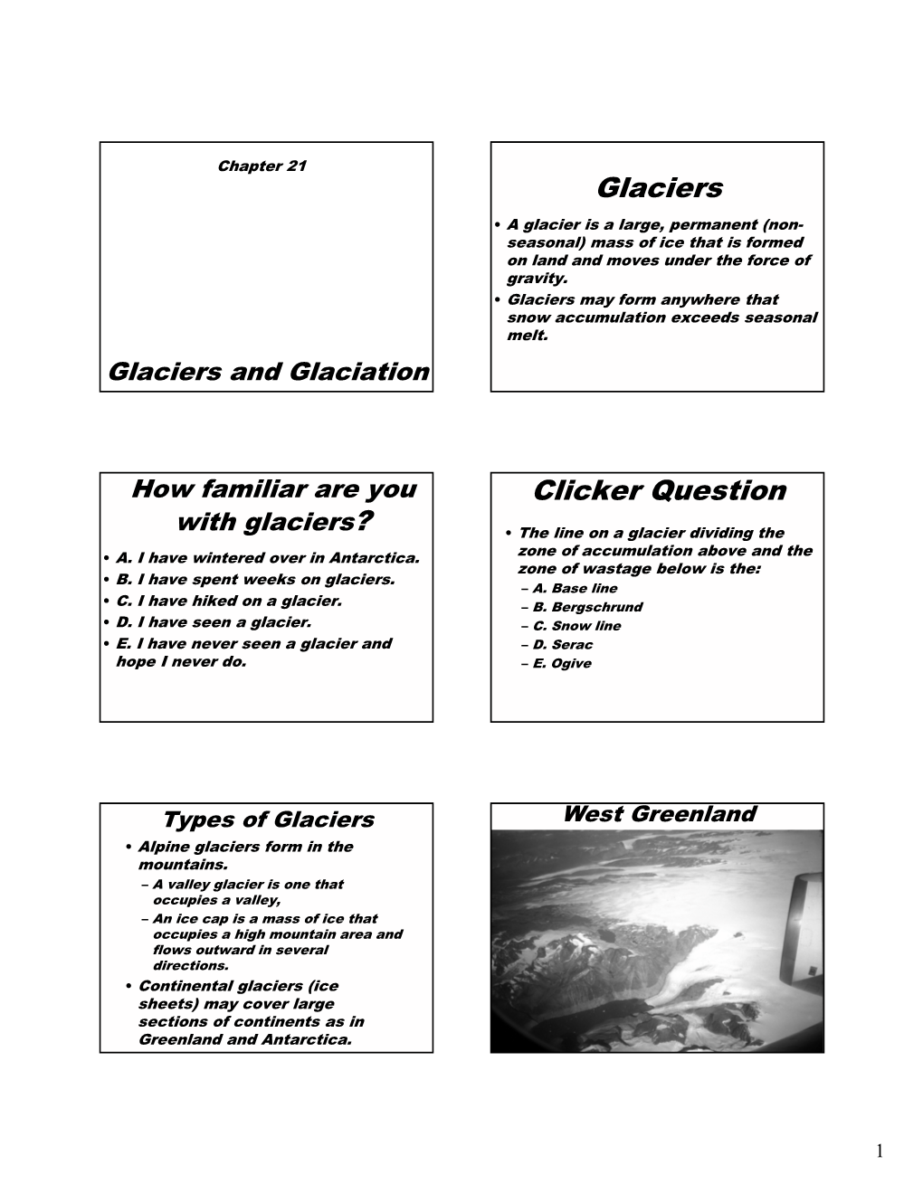 Glaciers Clicker Question