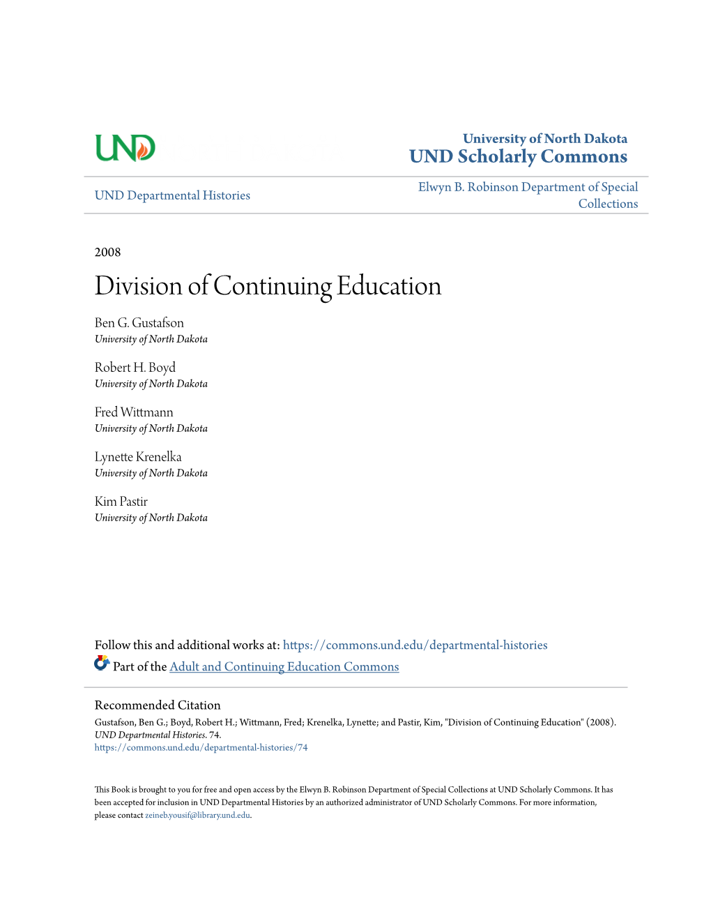 Division of Continuing Education Ben G