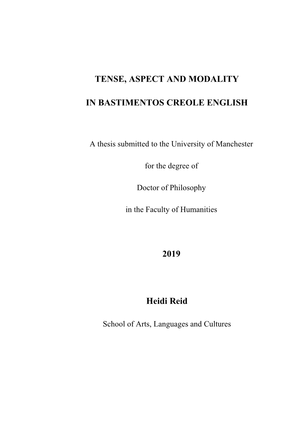 Tense, Aspect and Modality in Bastimentos