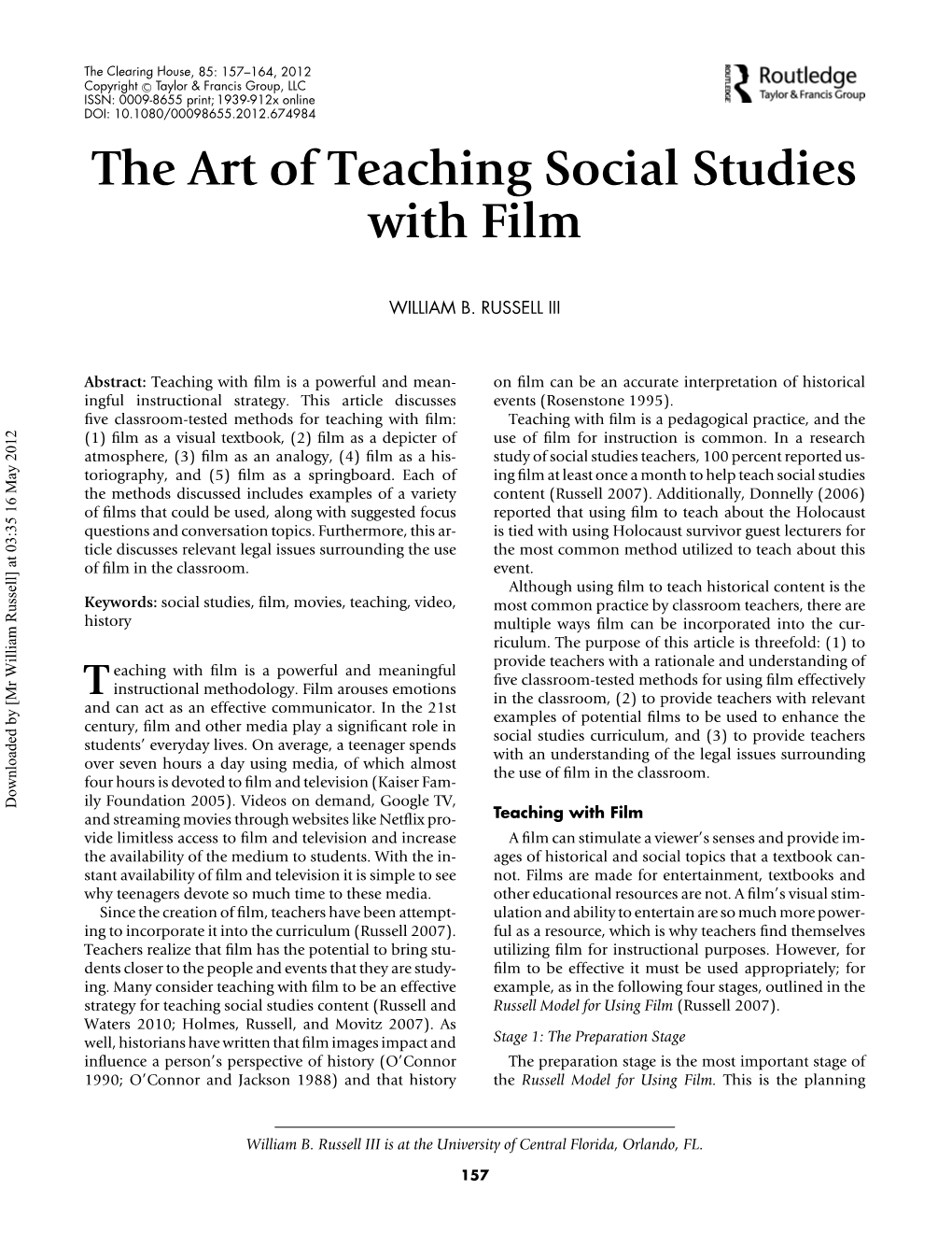The Art of Teaching Social Studies with Film
