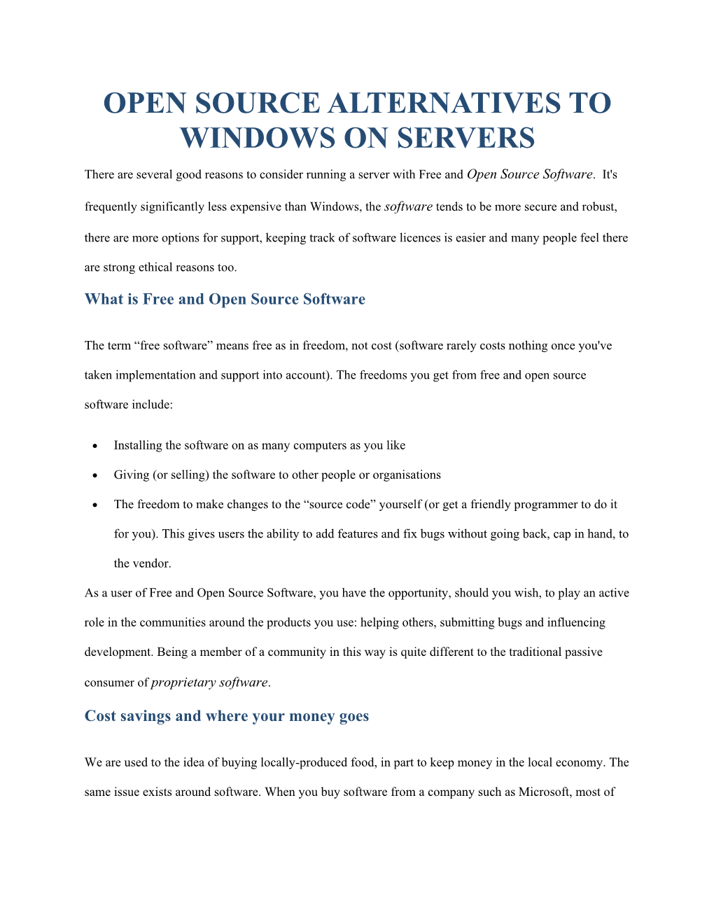 Open Source Alternatives to Windows on Servers