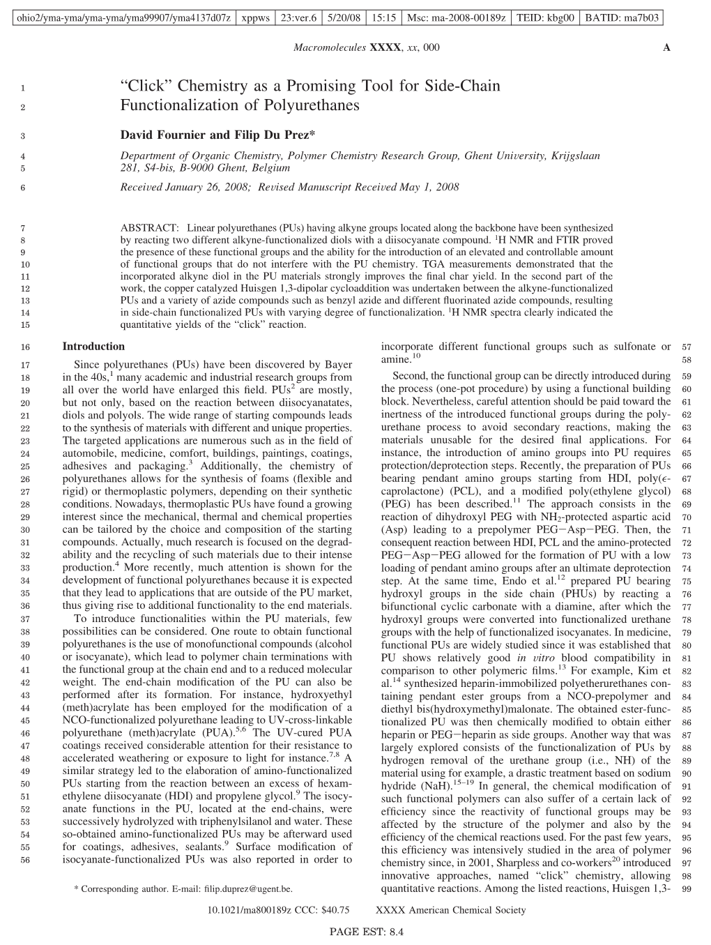 “Click” Chemistry As a Promising Tool for Side-Chain Functionalization Of