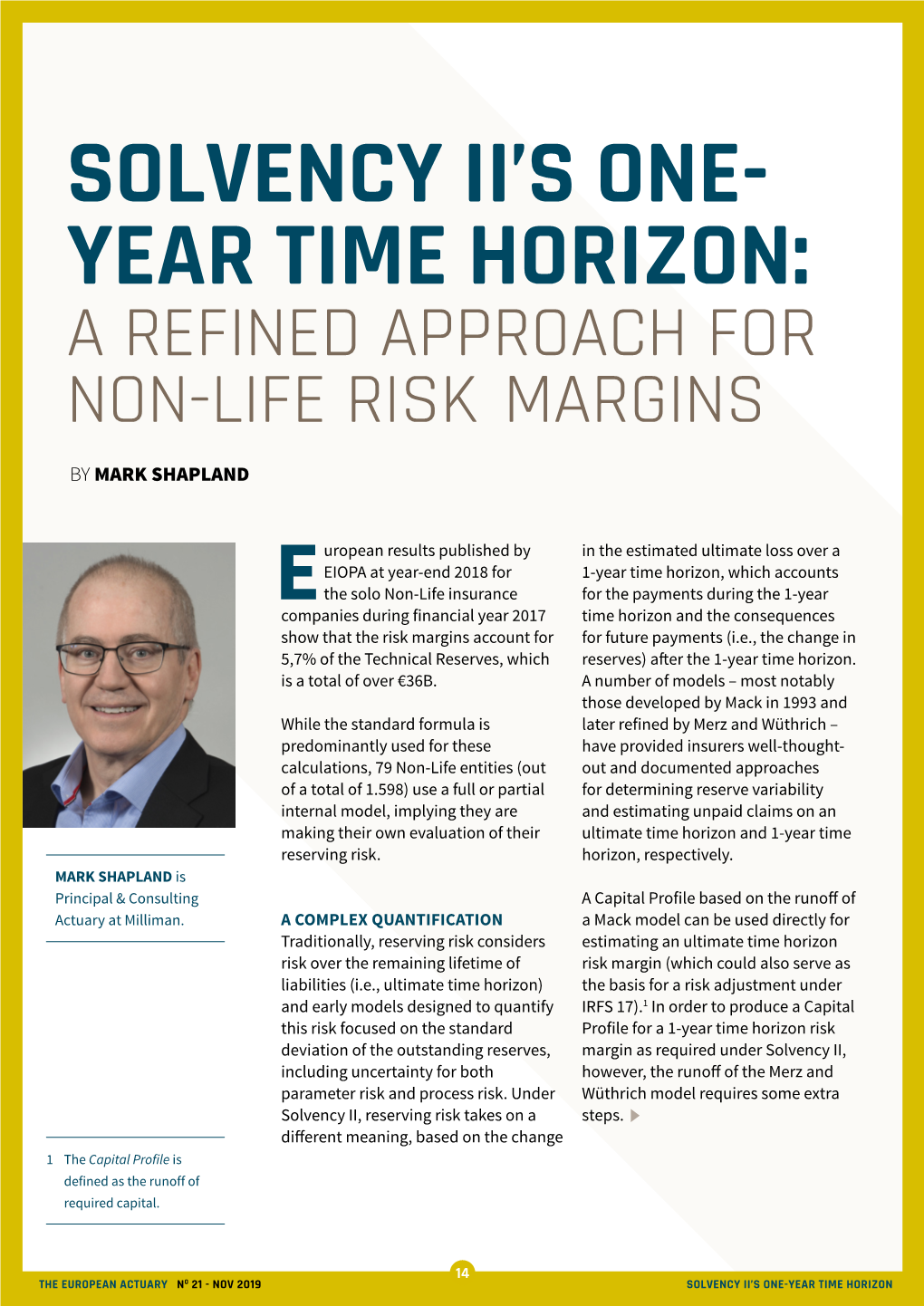 Solvency II's One-Year Time Horizon